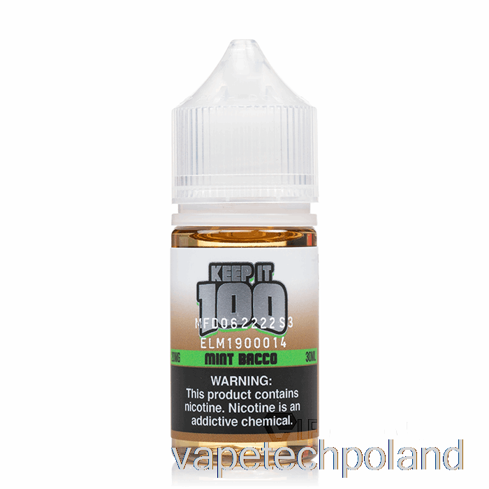 Vape Tech Polska Sól Miętowa Bacco - Keep It 100 - 30ml 20mg